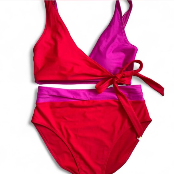 Summersalt Pink and Red Wrap Bikini - Picture 3 of 8